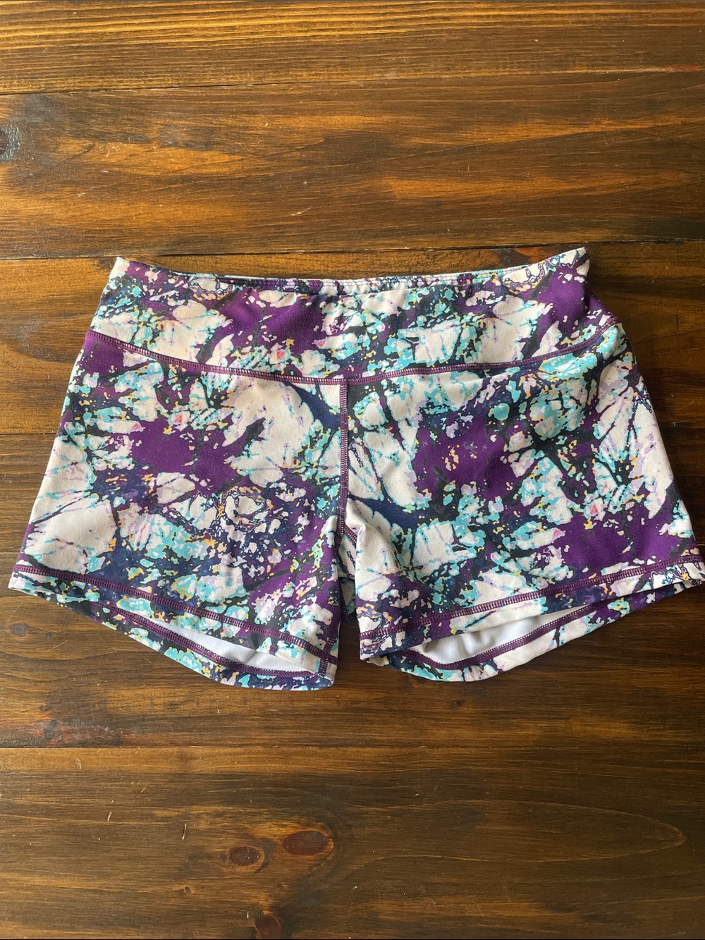 Born Primitive Purple Tie-Dye Athletic Shorts with Teal & Cream Accents
